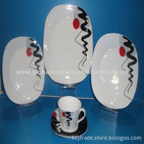 Fine Porcelain 20pcs Dinner Set in Square Shape, with Decal